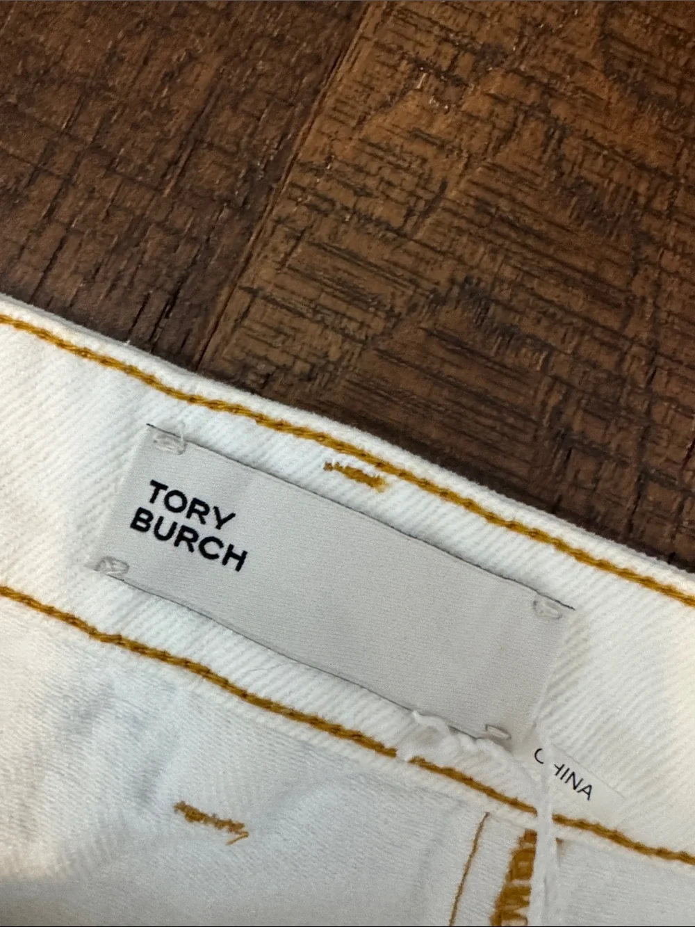 Tory Burch Denim Deconstructed Skirt Chalk